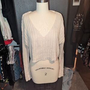 Forever 21 Beige Ribbed Crop Sweater